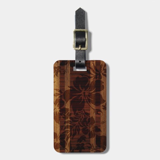 Keokea Beach Faux Wood Surfboard Bagagelabels (Voorkant verticaal)