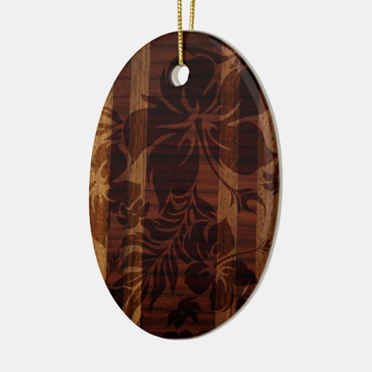 Keokea Beach Faux Wood Surfboard Keramisch Ornament (Links)