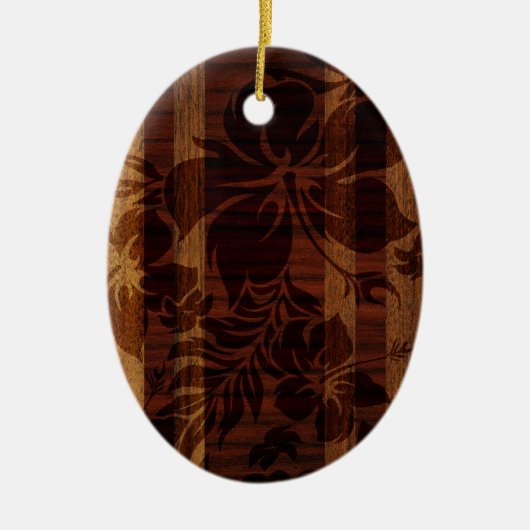 Keokea Beach Faux Wood Surfboard Keramisch Ornament (Voorkant)