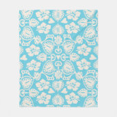 Keoni Hawaiian Monstera Leaf Damask Aqua Fleece Deken (Voorkant)