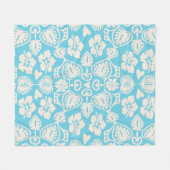 Keoni Hawaiian Monstera Leaf Damask Aqua Fleece Deken (Voorkant (Horizontaal))