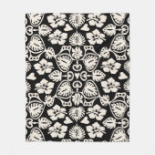 Keoni Hawaiian Monstera Leaf Damask Black Fleece Deken (Voorkant)