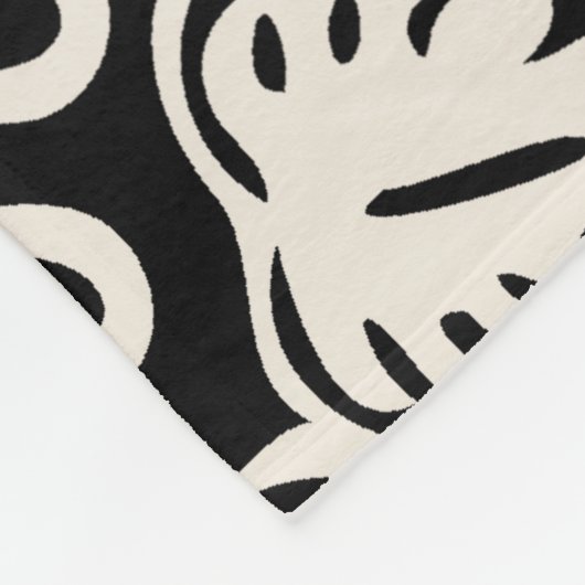 Keoni Hawaiian Monstera Leaf Damask Black Fleece Deken (Hoek)