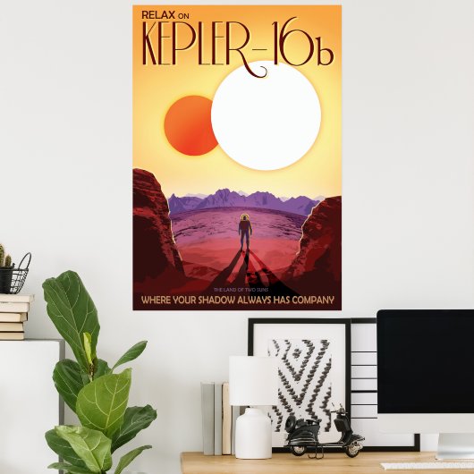 Kepler16b ruimtestation poster (Thuiskantoor)