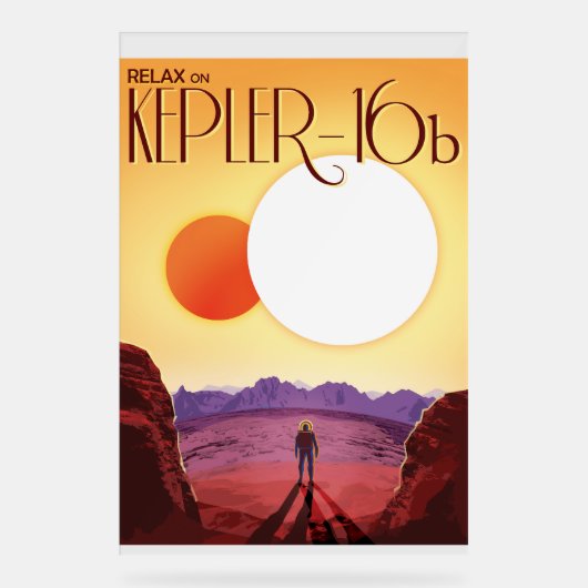 Kepler-16b: Binary Solar Sunset Fine Art Space Acryl Bord (Voorkant)