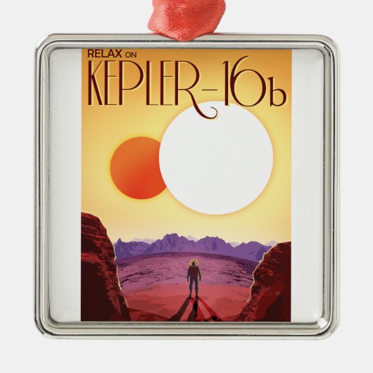 Kepler-16b: Binary Solar Sunset Fine Art Space Metalen Ornament (Voorkant)