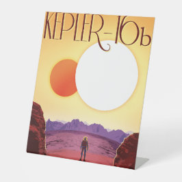 Kepler-16b: Binary Solar Sunset Fine Art Space Reclamebord Met Voetstuk