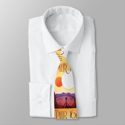 Kepler-16b: Binary Solar Sunset Fine Art Space Stropdas (Gebonden)