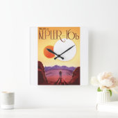 Kepler-16b: Binary Solar Sunset Fine Art Space Vierkante Klok (Huis)