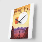 Kepler-16b: Binary Solar Sunset Fine Art Space Vierkante Klok (Hoek)