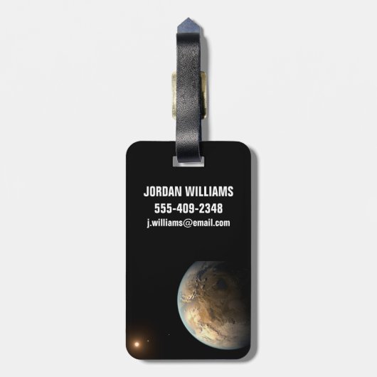 Kepler-186f draait om een verre ster. bagagelabel (Achterkant verticaal)