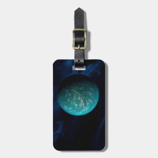 Kepler 22b, een exoplaneet. bagagelabel (Voorkant verticaal)
