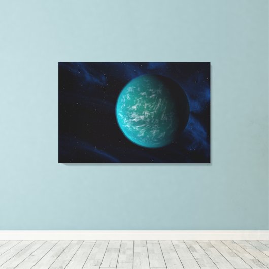 Kepler 22b, een exoplaneet. canvas afdruk (Insitu (Houten vloer))