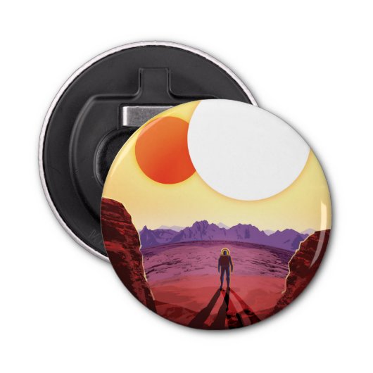 Kepler Ruimtereis Bestemming Planeet Avontuur Button Flesopener (Voorkant)