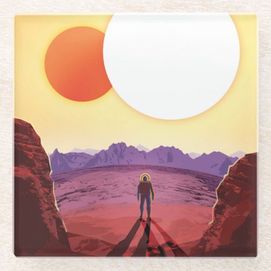 Kepler Ruimtereis Bestemming Planeet Avontuur Glazen Onderzetter (Voorkant)