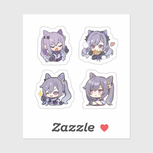 Keqing Genshin Impact 4 stickersheet Sticker (Vel)