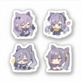 Keqing Genshin Impact 4 stickersheet Sticker (Voorkant)