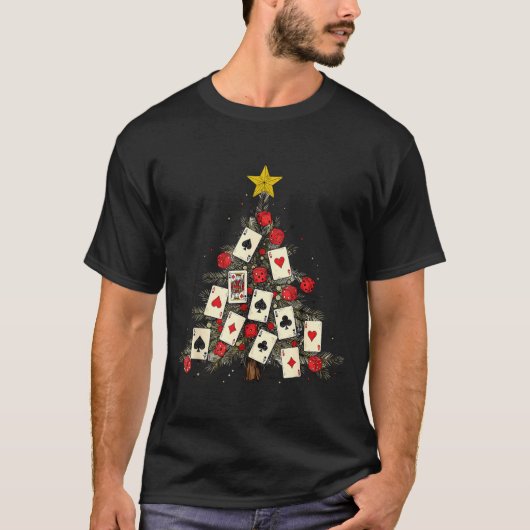 Ker Cards Christmas Tree Gambling Funny Xmas Men  T-shirt (Voorkant)