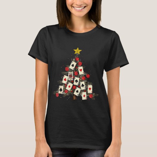Ker Cards Christmas Tree Gambling Funny Xmas Men  T-shirt (Voorkant)