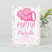 Ker Party Cheerleading Birthday roze Confetti in Kaart (Staand voorkant)