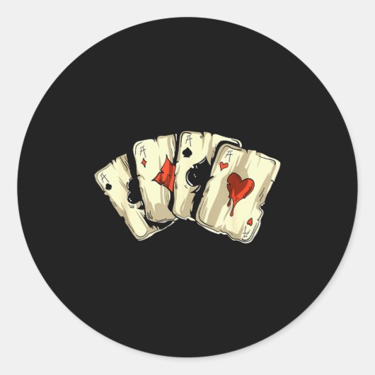 Ker Player Texas Holdem - Card Game Ker  Ronde Sticker (Voorkant)