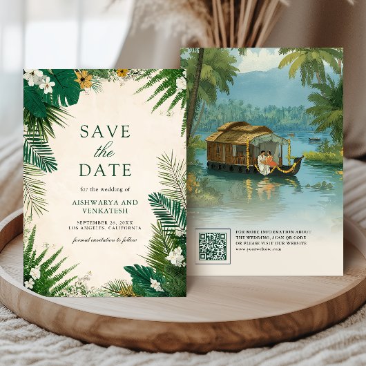 Kerala Backwaters Huisboot Zuid-Indiase Trouwdag Save The Date