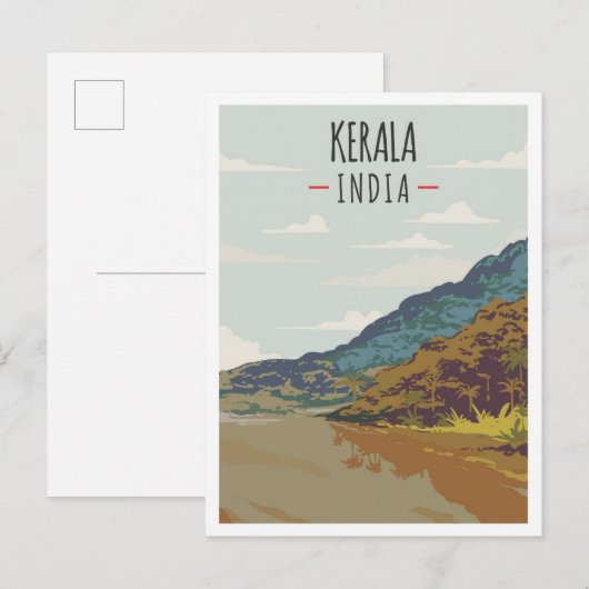 Kerala India Art Vintage Travel Illustration Briefkaart (Voorkant / Achterkant)