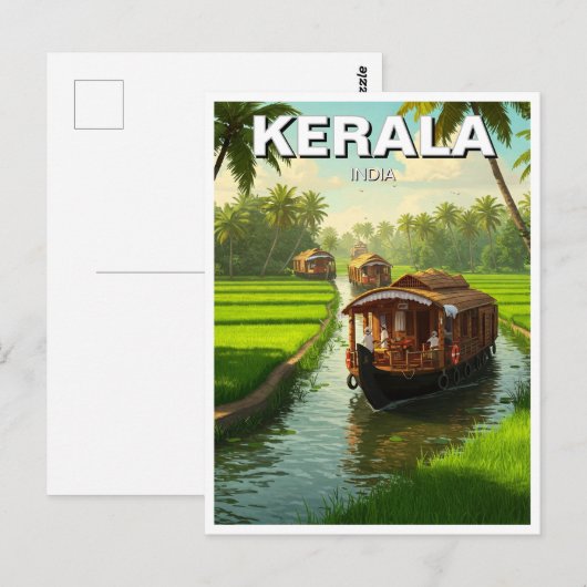 Kerala India Briefkaart (Voorkant / Achterkant)