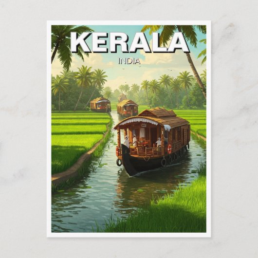 Kerala India Briefkaart (Voorkant)