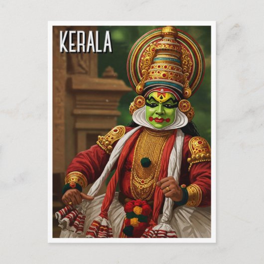Kerala India Kathakali Performer Travel Briefkaart (Voorkant)