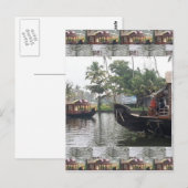 KERALA India RIVER Boats Briefkaart (Voorkant / Achterkant)