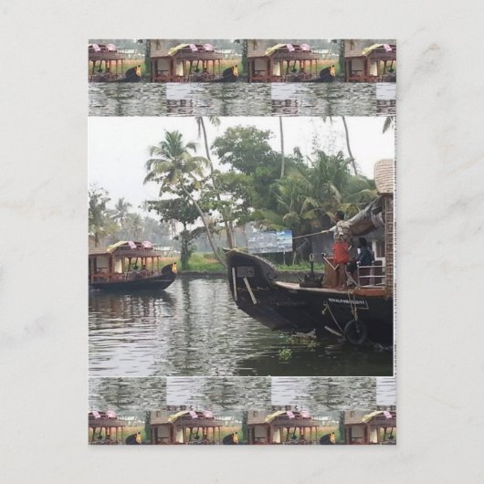 KERALA India RIVER Boats Briefkaart (Voorkant)