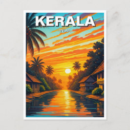 Kerala India Sunset Briefkaart