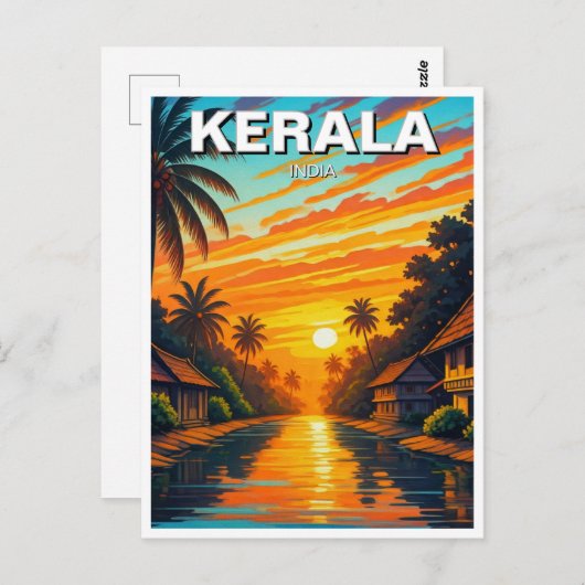 Kerala India Sunset Briefkaart (Voorkant / Achterkant)