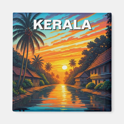 Kerala India Sunset Magneet (Voorkant)