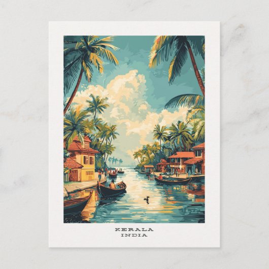 Kerala India Travel Briefkaart (Voorkant)