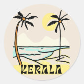 KERALA INDIA TROPISCHE TEKENSCHETS RONDE STICKER (Voorkant)