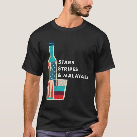 Kerala Malayali Grappige Wijn Vierde van Juli vier T-shirt (Voorkant)