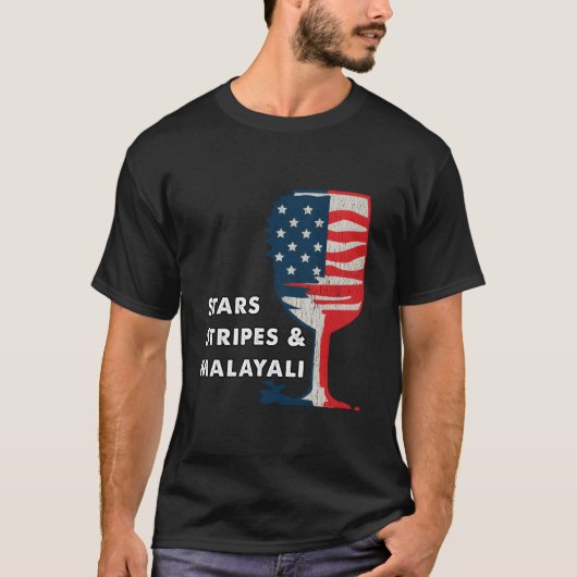 Kerala Malayali Wijn Vier Juli Feest T-shirt (Voorkant)