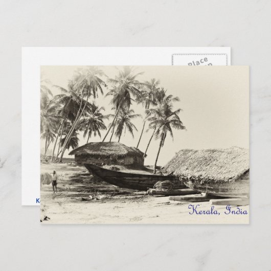 Kerala vissersdorp briefkaart (Voorkant / Achterkant)