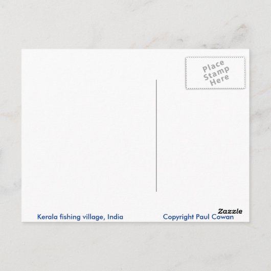 Kerala vissersdorp briefkaart (Achterkant)