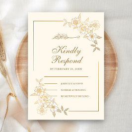 Keram en gouden bladeren vertakken moslimbruiloft RSVP kaartje