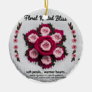 Keramiek Ornament met Gebreide Bloemenweelde Roo