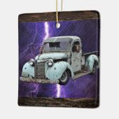 Keramiek ornament met vintage vrachtwagen (Links)