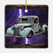 Keramiek ornament met vintage vrachtwagen (Achterkant)