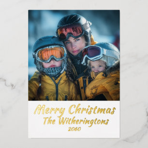 Keramiek plat gepersonaliseerde kerstkaart folie feestdagenkaart