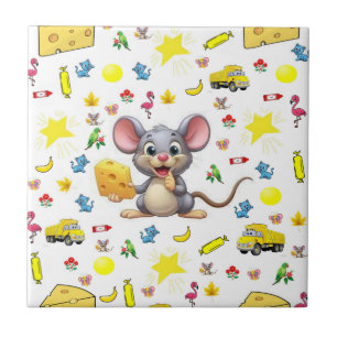 Keramiek tegel badkamer Cute Muis Kaas Kat Tegeltje