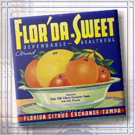 KERAMIEK TEGEL - "Flor'da-Sweet" - kratlabel Tegeltje