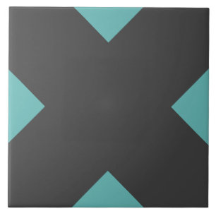 Keramiek tegel houtskool teal geometrisch X decor Tegeltje