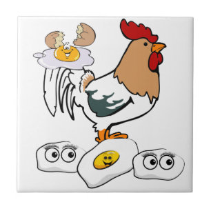 Keramiek tegel witte eieren kip tegeltje